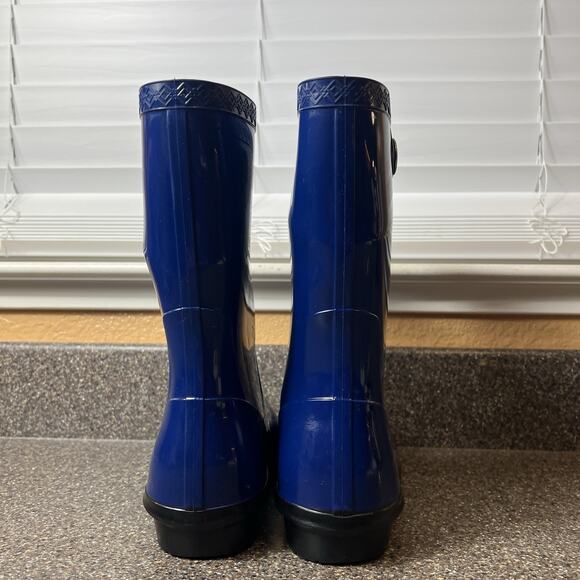 UGG Sienna Glossy Navy Blue Rubber Pull-On Waterproof Rain Boots Womens Sz 9-9.5 - Picture 8 of 10